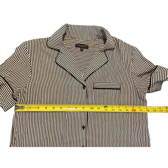 Rag & Bone Luca Woman’s Short Sleeve Silk Blouse Sz‎ PXS Striped Black/White - Picture 15 of 15